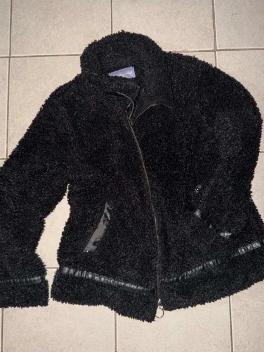 Madden Girl Black Faux-Sherpa Teddy Jacket